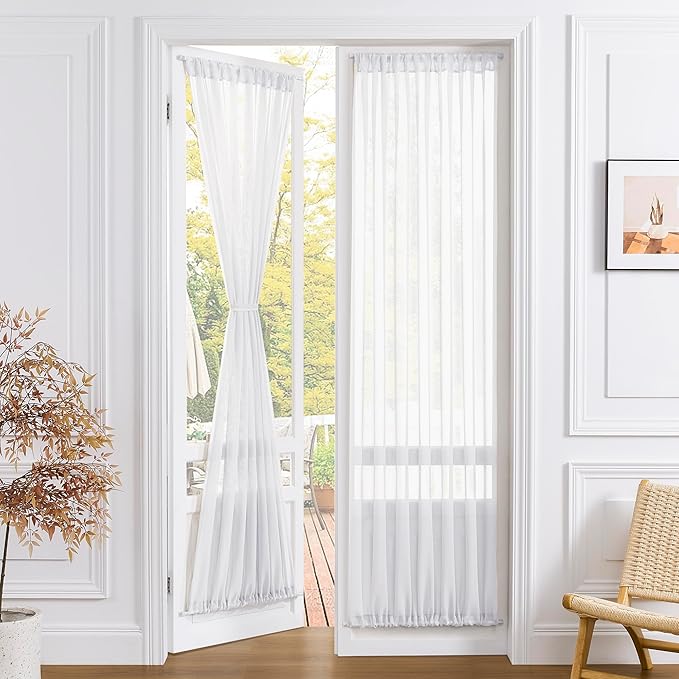 Tollpiz Sheer Door Curtains Closet Linen Textured Curtain Sheers Doorway Light by Tollpiz