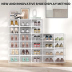 12 Pack XX-Large Modular Clear Plastic Stackable Shoe Storage Organizer - Image 2