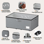 Underbed Storage with Wheels, 2 Pack Under Bed Storage Containers with Clear - Image 3