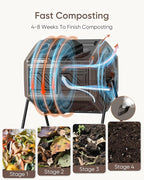 THEGROW'ING Updated 43 Gallon Compost Bin Outdoor, Fast Assemble Tumbling - Image 7