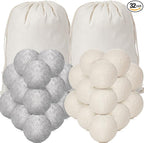 Roowest 32 Pieces Wool Dryer Balls Set 30 Reusable Wool Balls by Roowest