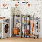 Broom Holder with Cleaning Supplies Organizer, Broom Closet Storage Cabinet - Image 3