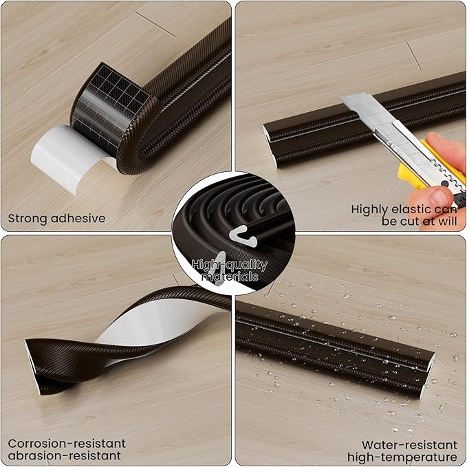 V Shape Foam Weather Stripping Door Frame Seal Strip 19.7FT Brown, Draft Stopper - Image 3