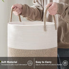 YOUDENOVA Woven Rope Laundry Hamper Basket, 58L Tall Laundry Basket, Baby - Image 3