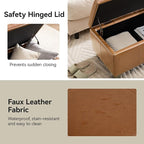 51" Faux Leather Storage Ottoman, Stitch Tufted Rectangle Upholstered End of - Image 5