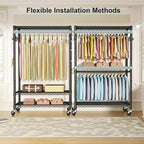 FUTASSI P1 Plus Rolling Clothes Rack, 22mm Diameter Heavy Duty Garment Rack - Image 4