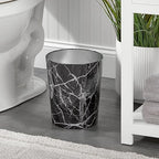 mDesign Round Metal Small 1.7 Gallon Recycle Trash Can Wastebasket, Garbage - Image 2