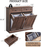 Double Tilt Out Laundry Hamper Cabinet, 20 Gallon Farmhouse Trash Can Cabinet - Image 2