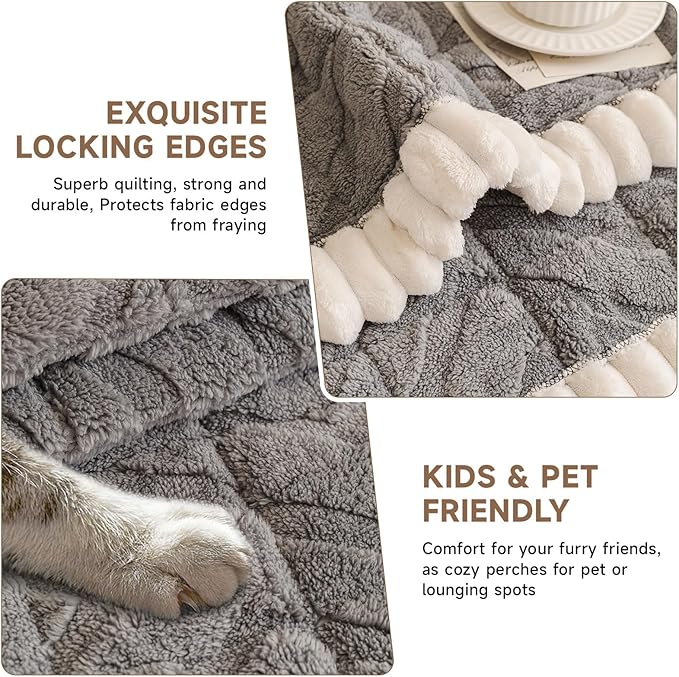 OTOB Pet Couch Covers for 3 Cushion Couch Sofa, Washable & Non Slip Fuzzy Plush - Image 4