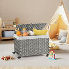 Rolling Storage Basket with Lid, 47.6 Gallon Storage Bin with Wheels, Woven - Image 7