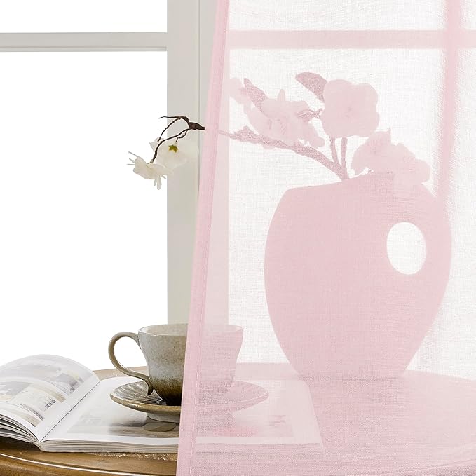 Tollpiz Sheer Door Curtains Closet Linen Textured Curtains Sheer Doorway Light - Image 9