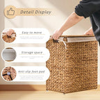 Handwoven Laundry Basket with Lid, Natural Water Hyacinth Storage Basket with - Image 5