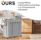 Simple Houseware Extra Large Rolling Laundry Cart – Heavy Duty Hamper - Image 5