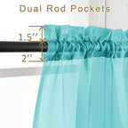 Chyhomenyc Turquoise Sheer Curtains 63 Inch Length 2 Panels, Light Filtering - Image 4