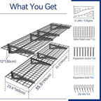 4Pack 2x6ft Garage Shelving Wall Mounted, 2400 Lbs Heavy Duty Garage Wall - Image 3
