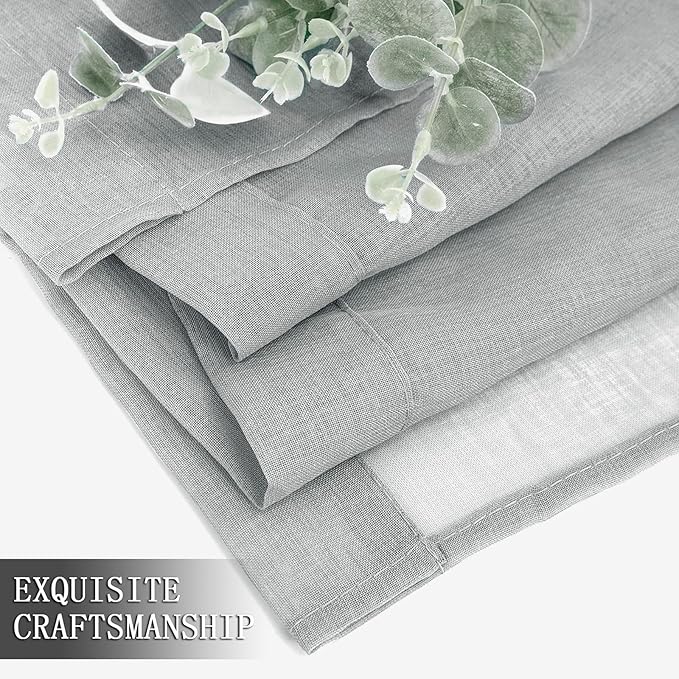 Tollpiz Short Sheer Curtains Linen Textured Bedroom Curtain Sheers Light - Image 7