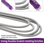 2 Pcs Tube Cleaning Brushes Flexible Long Drain Brush, 67 inch Stainless Steel - Image 3