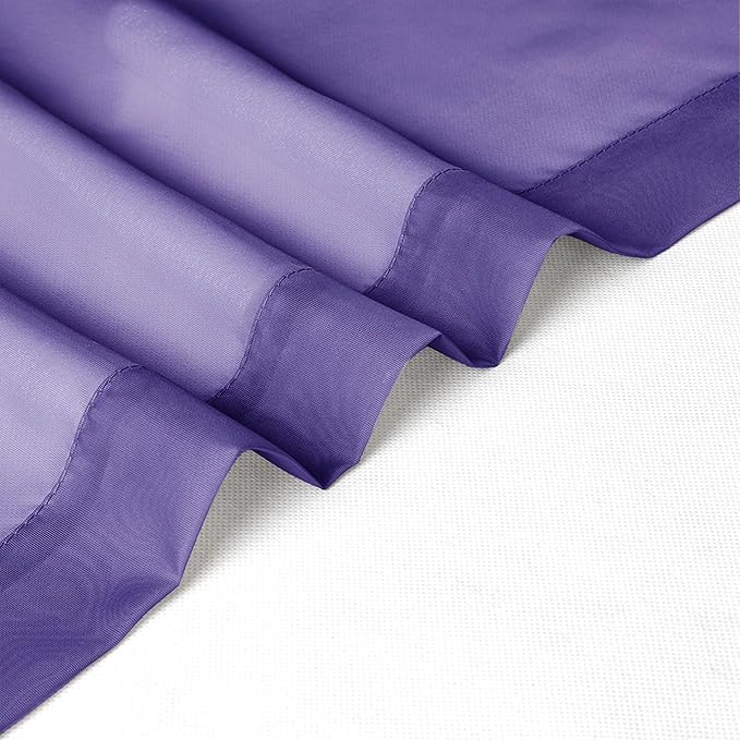 Chyhomenyc Purple Sheer Curtains 54 Inch Long 2 Panels, Light Filtering Rod - Image 7
