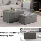 Storage Ottoman Bench with 2.56-inch Thick Seat, 31.5 inch Nesting Ottoman Set - Image 3