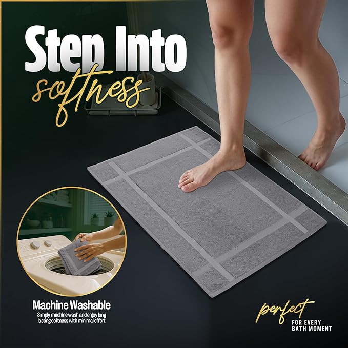 Pearl Linens Pack of 6 100% Cotton Bath Mat 20x30 inches, Soft & Absorbent - Image 8