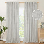 YoungsTex Light Grey Linen Curtains 95 Inches Long by YoungsTex