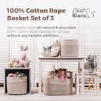 CHAT BLANC Cotton Rope Baskets for Organizing | 15”x10”x9” Storage Baskets for - Image 3