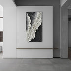 NANKAI 24x48 Inch Hand Painted 3D Ocean Wave Landscape Oil Painting Black and - Image 7