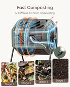THEGROW'ING Updated 43 Gallon Compost Bin Outdoor, Fast Assemble Tumbling - Image 5