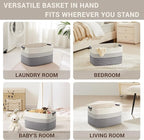 45L Small Laundry Basket with Leather Handles - Image 4