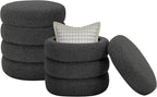 Round Ottoman with Storage Boucle Ottoman Stool with Storage Removable Lid by Krcix