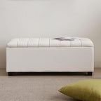 Small 38 Inches Long White Ottoman Bench - Image 9