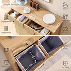 Modern Double Tilt-Out Trash Cabinet, 20 Gallon Fluted Laundry Hamper Cabinet - Image 3