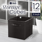 Reli. 11 Inch Cube Storage Bins | Cube Organizer Bins | 11x11 Fabric Storage - Image 2