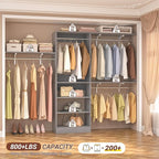 8FT Closet System with Shelves, Wall Mount Bedroom Wardrobe Walk-in Closet - Image 3