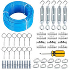 Turnbuckles for Cables Wire, 1/8" X 100Ft Blue PVC Coated Wire Rope Kit by hannger