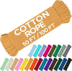 TECEUM Cotton Rope 3/16” – 50 FT – Strong All-Purpose Braided Rope – Natural by TECEUM