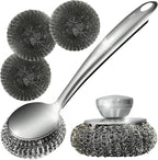 Steel Wool Scrubber Dish Brush Set by LUMAI