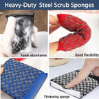Steel Wool Scrubbers Dish Kitchen Sponges Heavy-Duty Kitchen Steel Scrub Sponges - Image 3