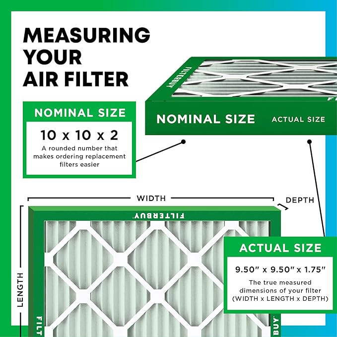 Filterbuy 10x10x2 Air Filter MERV 8 Dust Defense Replacement, Electrostatic - Image 2
