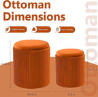 Round Ottoman with Storage Set of 2, Vanity Stool with Storage - Image 3