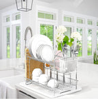 Simple Houseware 2-Tier Stainless Steel Dish Rack - Image 2