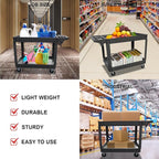 Utility Service Cart, 2-Shelf 500LBS Heavy Duty Plastic Rolling Utility Cart - Image 8