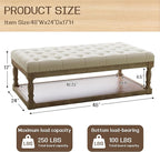 48" Large Ottoman with Storage Coffee Table, Upholstered Tufted Linen Ottoman - Image 2