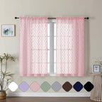 Aiyufeng Sheer Pink Curtain 45 Inch Length 2 Panels Set, Farmhouse Clip by Aiyufeng