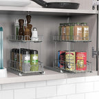 Simple Houseware 2-Tier Spice Rack Slide Out Wire Basket Drawer Organizer - Image 3