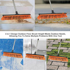 18" Push Broom Outdoor with Rubber Squeegee, Heavy Duty Broom Brush with Handle - Image 5