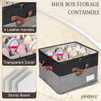 2 Pack Shoe Organizer for Closet, Adjustable Shoe Box Storage Containers - Image 4