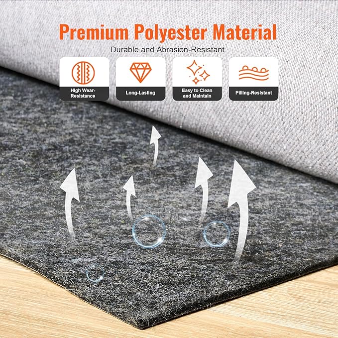 VEVOR - Slip-Resistant Rug Pad - Protective Cushioning Carpet Pad - 8' x 10' - - Image 4