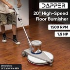 20" High-Speed Commercial Floor Burnisher, 1.5 HP, 1500 RPM, 40ft Cord - Image 2