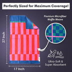 2 Double Sided Microfiber Hand Towels, 17x27 Inches Waffle Design Kitchen - Image 2